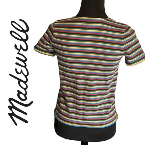 Madewell Women’s Luxe Boxy Crop Mathis Striped Tee - Size XXS - Picture 3 of 3